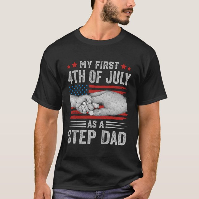 T-shirt Mon Premier 4 juillet En Tant Qu'Étape Papa Us Ame (Devant)