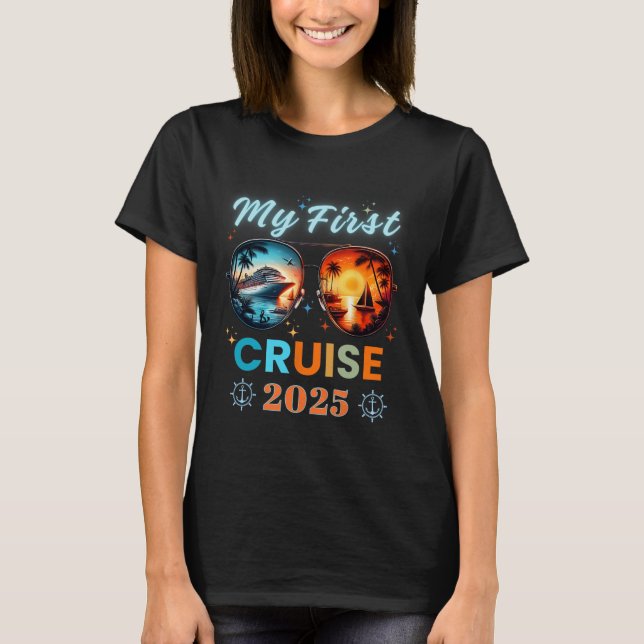 T-shirt Mon premier bateau croisière vacances 2025 famille (Devant)