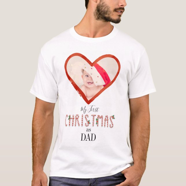 T-shirt Mon premier Noël Comme Papa Aime Coeur Bébé Photo (Devant)