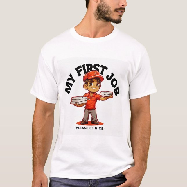 T-shirt Mon premier travail livraison de pizza (Devant)