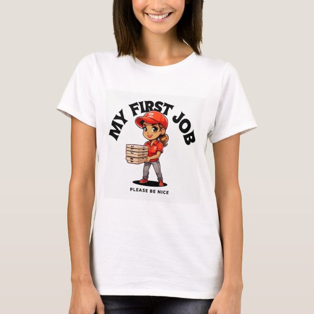 T-shirt Mon premier travail livraison de pizza (Devant)