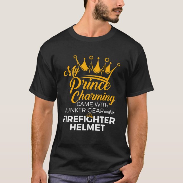 T-shirt Mon Prince Charming Firefighter Femme (Devant)