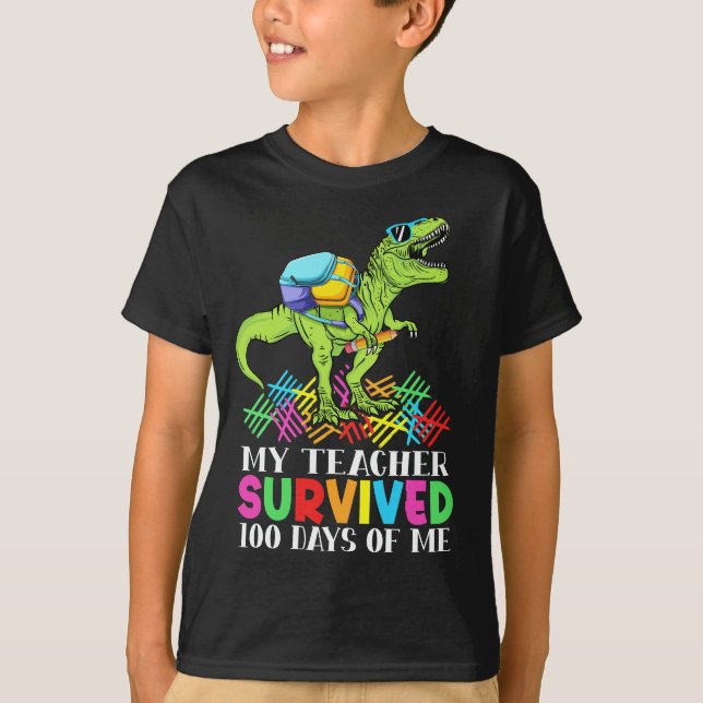 T-shirt Mon Professeur A Survécu 100 Jours De Moi Dinosaur (Devant)