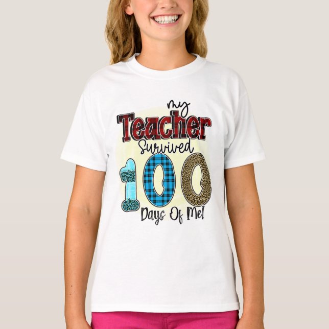 T-shirt Mon professeur a survécu 100 jours de moi, drôle (Devant)
