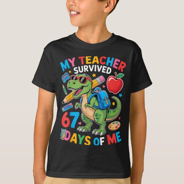 T-shirt Mon professeur a survécu 67 jours de moi drôle din (Devant)