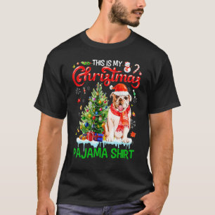 T-shirt Mon pyjama de Noël Bulldog Scarf Père Noël Xma