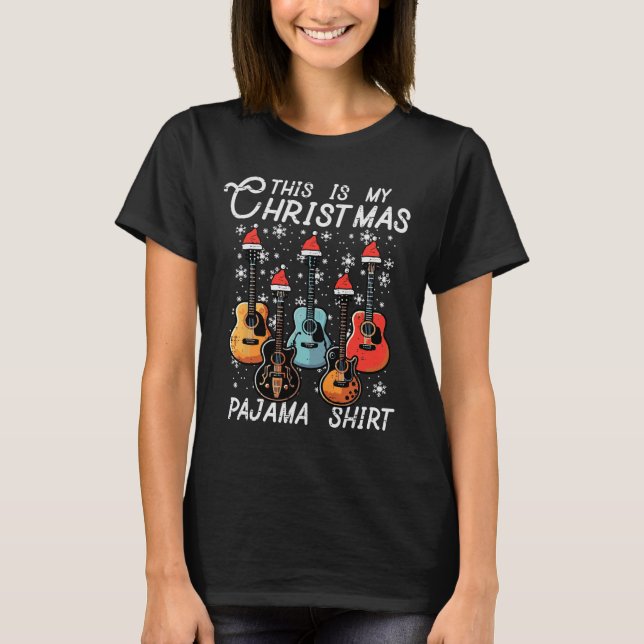 T-shirt Mon Pyjama de Noël Chemises Guitares Rocher de Noë (Devant)