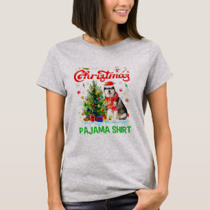 T-shirt Mon pyjama de Noël Écharpe Husky Sibérien