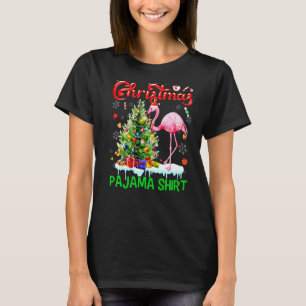 T-shirt Mon pyjama de Noël Flamant rose Écart Santa Hat