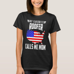 T-shirt Mon Roofer Favori M'Appelle Maman USA American Fla