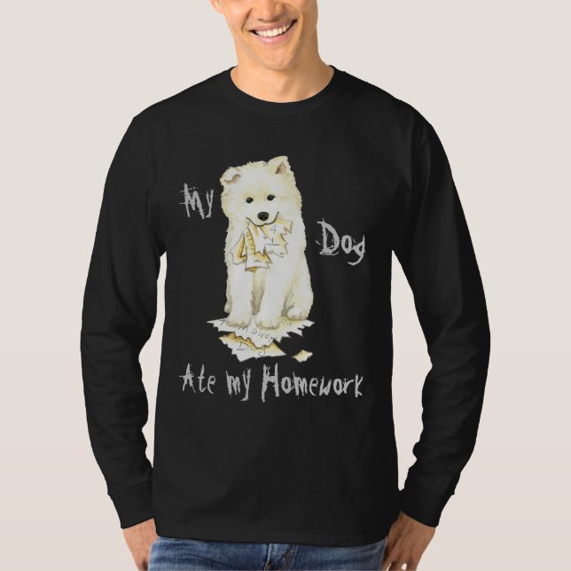 T-shirt Mon Samoyed Ate my Homework (Devant)