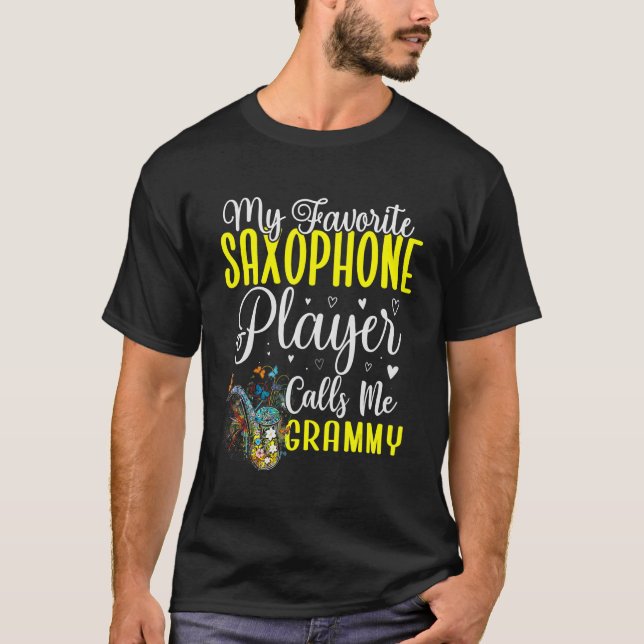 T-shirt Mon Saxophone préféré m'appelle Grand-mère mignonn (Devant)