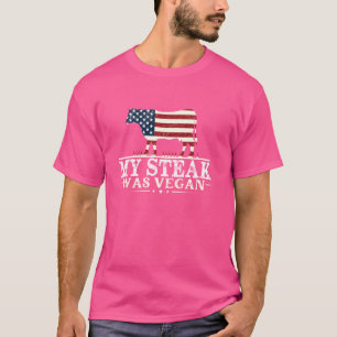 T-shirt Mon Steak Était Vegan - Steak BBQ Lover Anti Vegan