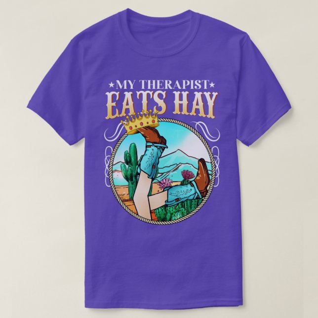 T-shirt Mon Thérapeute Mange Du Poil I Amateurs équestres  (Design devant)