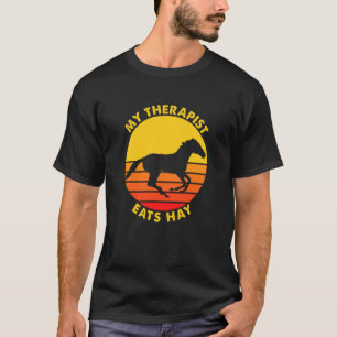T-shirt Mon Thérapeute Mange Hay Vintage Cheval Rétro équi