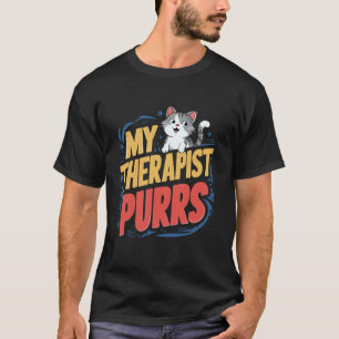 T-shirt Mon thérapeute ronronne drôle amateur de chat dict