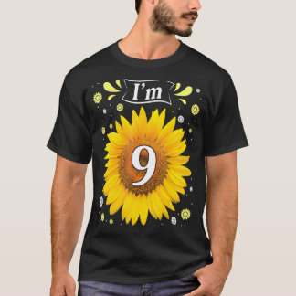 T-shirt Mon tournesol d'anniversaire J'ai 9 ans heureux po