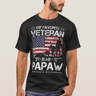 T-shirt Mon Vétérinaire Préféré Est Mon Papaw - Drapeau Pè