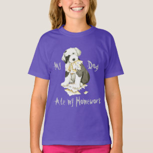 T-shirt Mon vieux chien de berger anglais a mangé mon