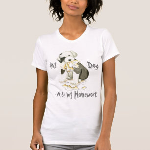 T-shirt Mon vieux chien de berger anglais a mangé mon