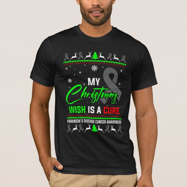 T-shirt Mon voeu de Noël est une maladie de Parkinson guér (Devant)