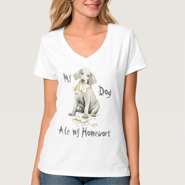 T-shirt Mon Weimaraner A Mangé Mes Devoirs (Devant)