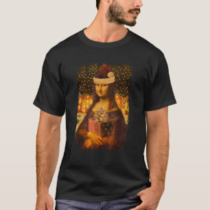 T-shirt Mona Lisa avec chapeau de Père Noël pour professeu