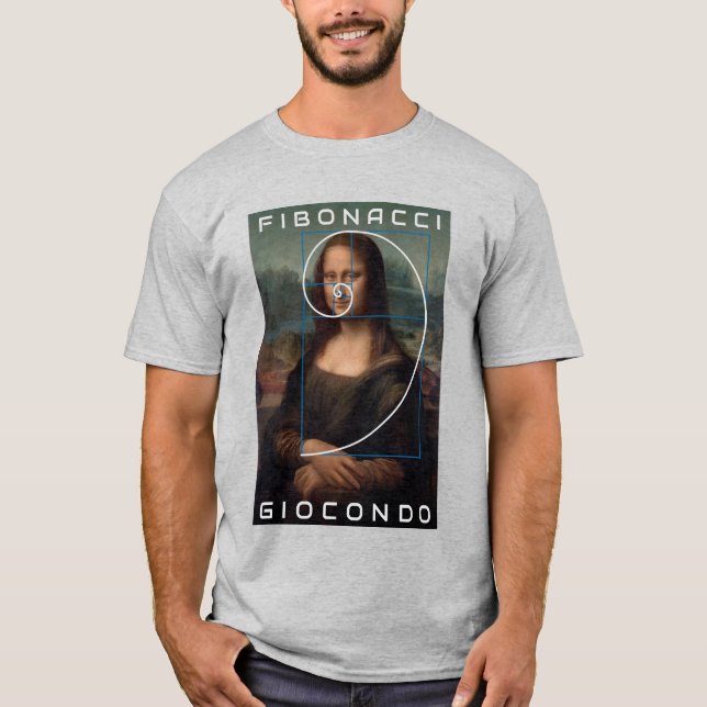 T-shirt Mona Lisa Fibonacci Spiral Gold Ratio Texte Person (Devant)
