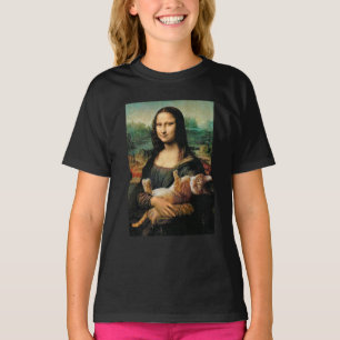 T-shirt Mona Lisa tenant ses Amoureux de les chats de chat