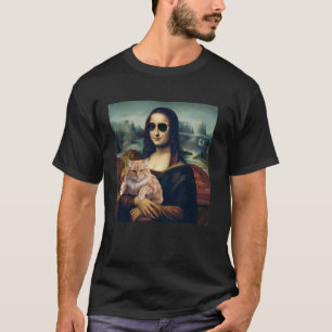 T-shirt Mona Lisa tenant un chat Kitty amateur de chats dr