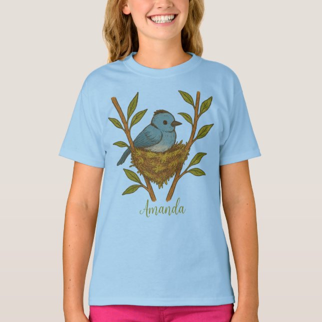 T-shirt Monarque à Naples Noires Niché parmi les Feuille (Devant)