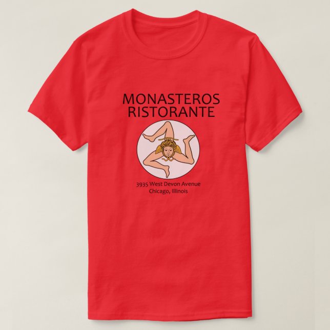 T-shirt Monasteros Ristorante, Chicago, Illinois (Design devant)