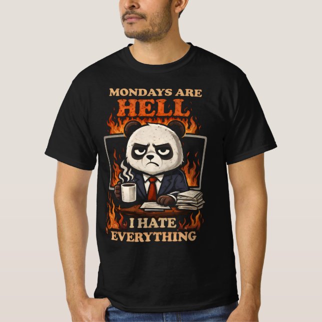 T-shirt mondays are hell grumpy Panda Office Work (Devant)