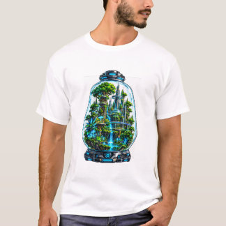 T-shirt Monde du dôme en verre de la cyber-nature
