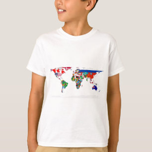 T-shirt Monde pendant - carte des drapeaux du monde