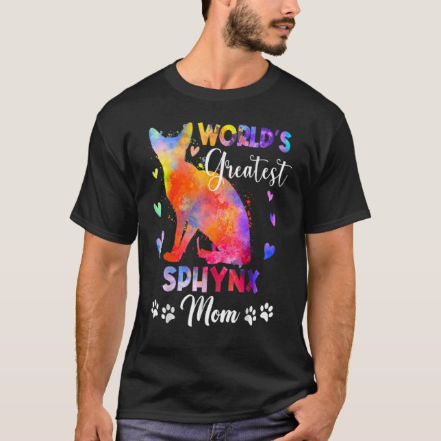 T-shirt Monde plus grande couleur Sphynx Chat Maman Kitten (Devant)