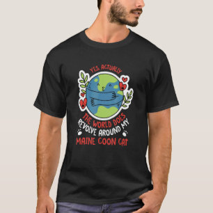 T-shirt Monde tourne autour de la nature de mon chat Maine