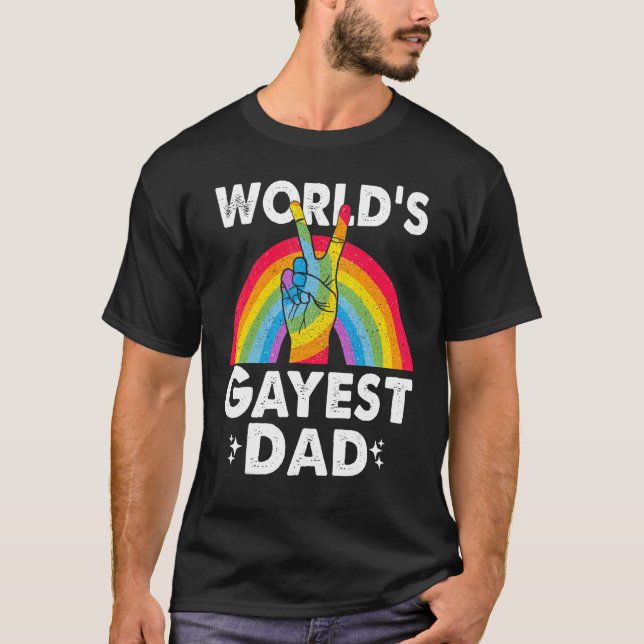 T-shirt Mondes Gayest Papa Fier Papa Gay pride Mois Rainb (Devant)