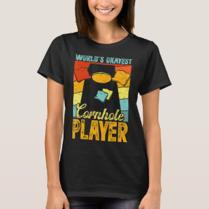 T-shirt Mondes Okayest Cornhole Joueur Rétro Cornhole Bean