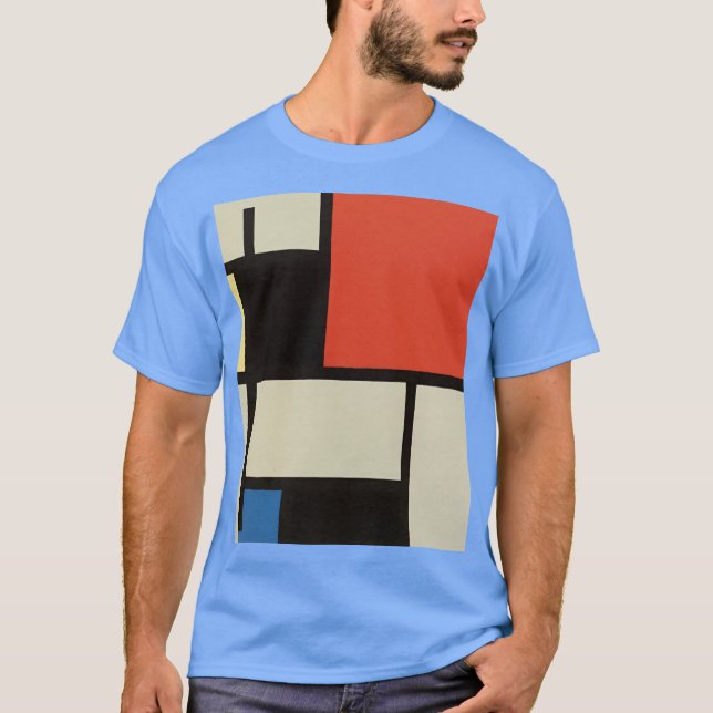 T-shirt Mondrian Composition Moderne Carolina Abstraite Bl (Devant)