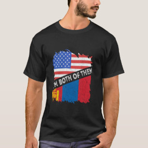T-shirt Mongolie Drapeau Je suis tous les deux États-Unis