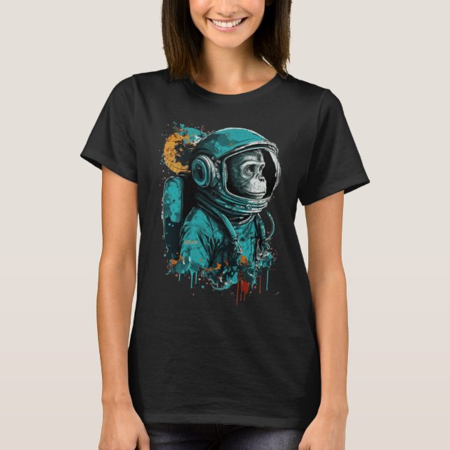 T-shirt Monkey Astronaut Outer Space Explorer Science Stud (Devant)