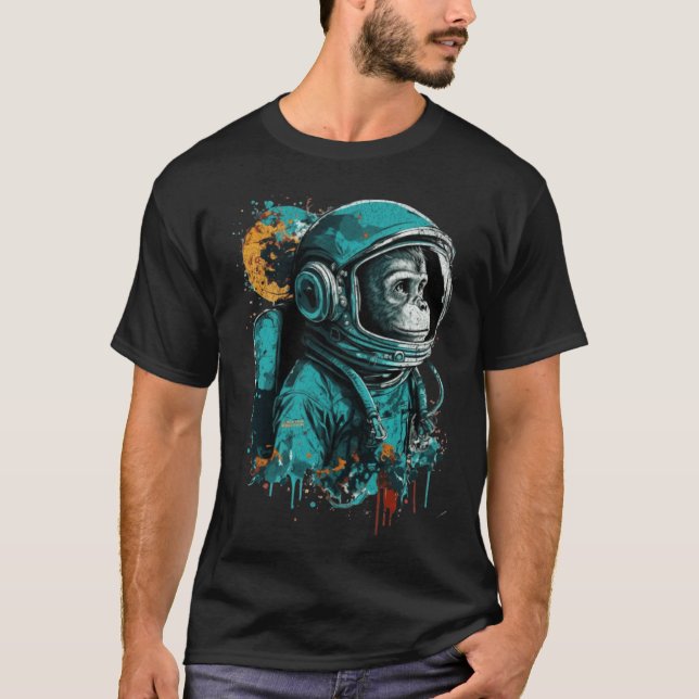 T-shirt Monkey Astronaut Outer Space Explorer Science Stud (Devant)