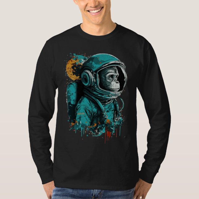 T-shirt Monkey Astronaut Outer Space Explorer Science Stud (Devant)