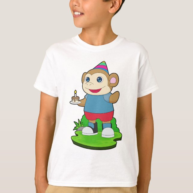 T-shirt Monkey Birthday Cake (Devant)