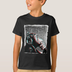 T-shirt Monkey Chimp Avec Casque Chemise - Edm Dj Music