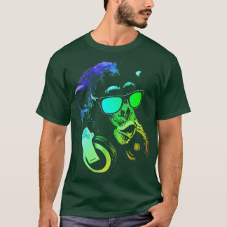 T-shirt Monkey Chimp With Sunglasses And Headphones
