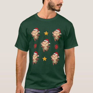 T-shirt Monkey Christmas Winter Animals Monkeys retro