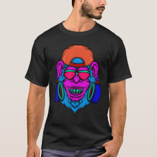 T-shirt Monkey Dj Zookeeper Music Primate Retro 80's 90's