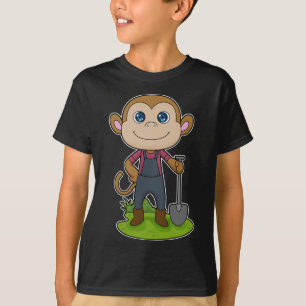T-shirt Monkey Farmer Shovel
